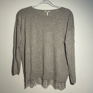 Grey Sweater with Lace Detail